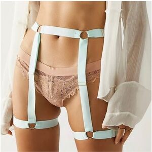 NWT Free People We Are HAH Strung Out Garter Brite Baby Blue OS XS S M L XL